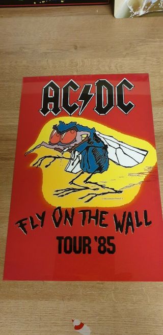 Ac/dc Fly On The Wall Tour 1985 8x12 " Metal Sign