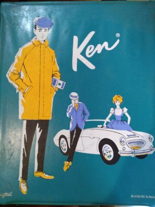 Vintage Mattel 1962 Ken Doll Aqua Ponytail Carry Case With Clothes