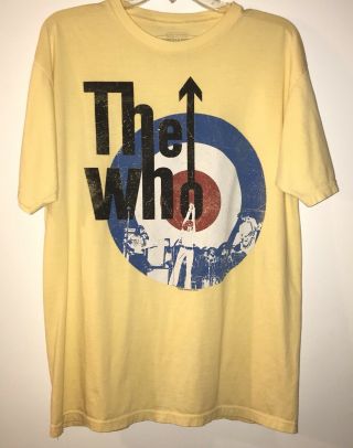 The Who Live Nation T - Shirt Logo Retro Distressed Yellow Mens Size Large