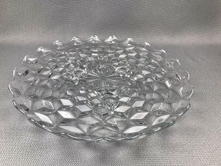 Vintage American Fostoria Clear 3 Footed 12 " Round Cake Plate Cube Pattern Euc