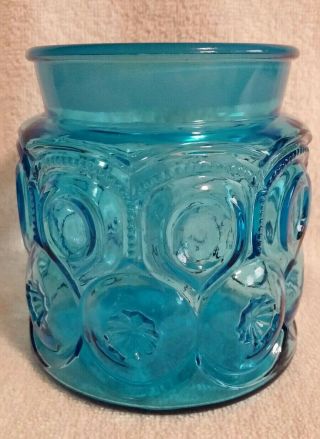 Vintage L E Smith Blue Moon & Stars Canister Apothecary Jar 5 1/4 " Tall No Lid