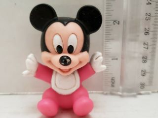 Vintage Vinyl Squeeze Squeaky Toy Baby Mickey Mouse Disney Baby 2.  5 " - Fast Ship