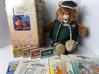 Vtg 1985 Teddy Ruxpin Worlds Of Wonder Talking Bear,  Books Tapes Da92984