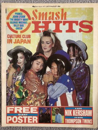 Gift Giant Poster Smash Hits - July 19th 1984.  Nik Kershaw Thompson Twins