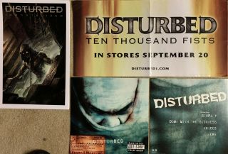 Set Of 3 Disturbed Posters / Flats Immortalized Sickness Ten Thousand Fists