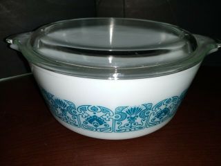 Pyrex Blue Horizon Vintage Casserole Dishes 1 1/2 Pt W/lid 472