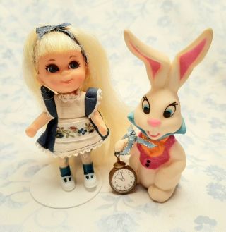 Vintage Mattel Liddle Kiddles Alice In Wonderland Wonderliddle Doll And Rabbit