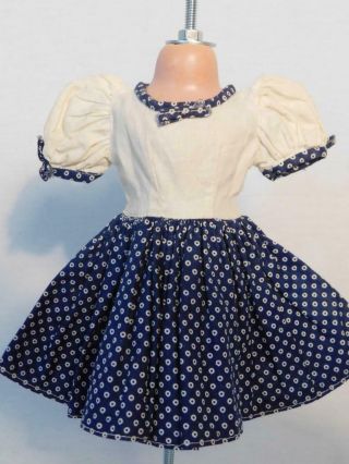 Vintage White & Navy Blue / Circles Cotton Dress Tagged For Mary Hoyer 14 " Doll