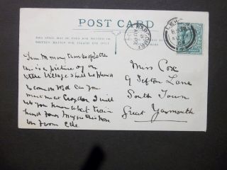 Gb Sussex 1904 Kevii 1/2d Green " Barcombe " Postcard Barcombe Thimble & Lewes D/c