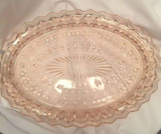 Vintage Pink Depression Glass Oval Platter By Jeanette 11.  5” X 8.  25” (D9) 2