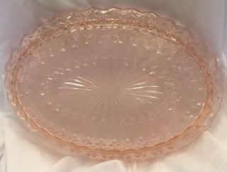 Vintage Pink Depression Glass Oval Platter By Jeanette 11.  5” X 8.  25” (D9) 3