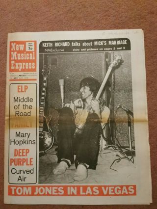 Nme Music Newspaper Dated June 26th 1971 Keith Richards Cover