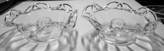 Imperial Glass Crocheted Laced Edge Crystal Pair Candle Holders