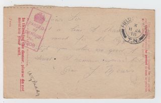 Ww1 Martin’s Tobacco Fund Parcel Card 1918 Field Post Office Tn Censor France