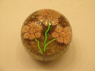 Pink Flower Cane Glass Paperweight - 3 1/4 In.