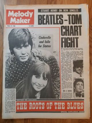 Melody Maker Newspaper March 23rd 1968 Beatles And Tom Jones In Chart Fight