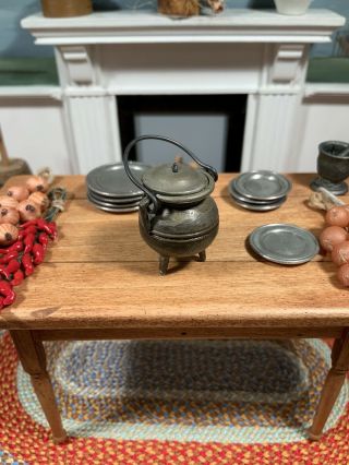 Dollhouse Miniature Artisan Signed Metal Footed Tureen (r)