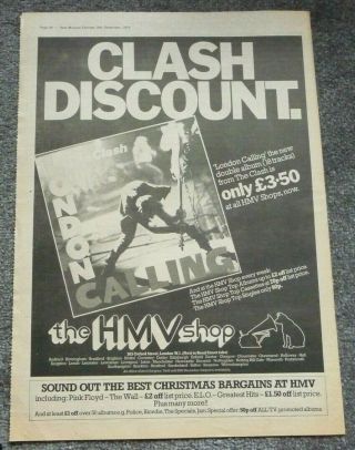 The Clash London Calling Hmv 1979 Full Page Press Advert Poster Size 37/26cm