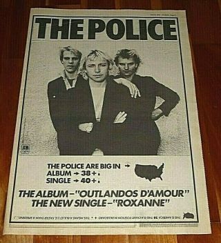 The Police Outlandos /roxanne 1979 Full Page Press Advert Poster Size 37/26cm