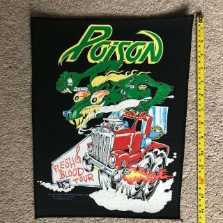 Poison Flesh & Blood Tour Uk Vintage Back Patch From 1990