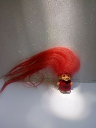 Vintage She 1964 Hi Pencil Topper Troll Doll Rare Ruby Colored Long Mohair Orig