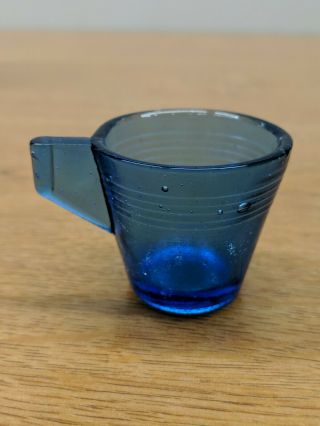 Vintage Akro Agate Small Concentric Ring Cup Mug Cobalt Blue Single Handle