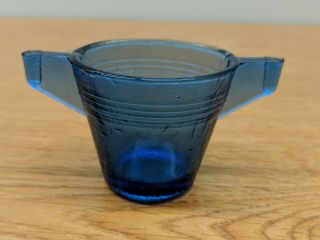 Vintage Akro Agate Small Concentric Ring Cup Mug Cobalt Blue Double Handle