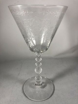 A Cambridge Footed Diane Water Wine Etched Glass 7 1/4 " Excellant