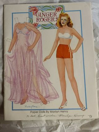 Marilyn Henry Signed Dated 1978 Ginger Rogers Fred Astaire Paper Dolls Book Rare