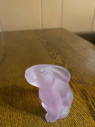 Fenton Art Glass Pink Satin Bunny Rabbit Statue - - With Sticker T2