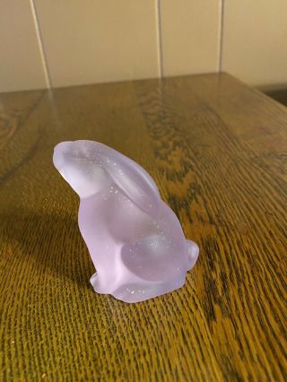 Fenton Art Glass Pink Satin Bunny Rabbit Statue - - With Sticker T2 3