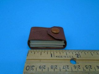 Antique French Fashion Bisque Doll Calling Card Leather Case Miniature Accessory