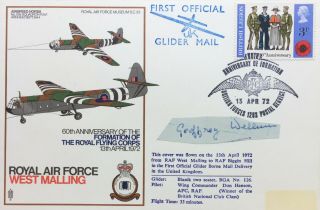 Geoffrey Wellum Battle Of Britain Signed Raf West Malling - Glider Mail Fdc 1972