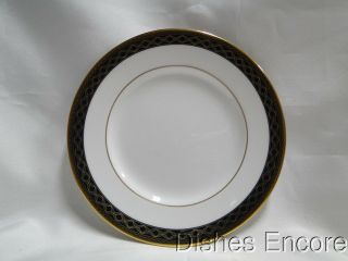 Waterford Powerscourt,  White W/ Blue & Gold Border: Bread Plate (s),  6 "