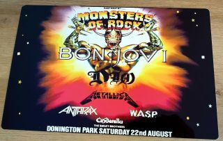 Bon Jovi Metallica Monsters Of Rock Castle Donington 1987 8x12 Inch Metal Sign