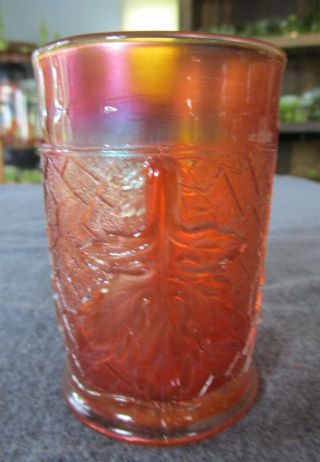 Antique Dugan Marigold Carnival Glass Maple Leaf Pattern Tumbler