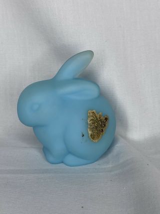 Fenton Art Glass Blue Satin Bunny Rabbit Figurine
