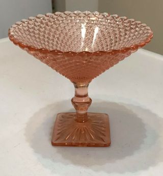 Vintage Pink Depression Glass Pedestal Compote Candy Dish " Miss America " Pattern