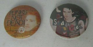 Sex Pistols Sid Vicious & Johnny Rotten 2 X Vintage 80s Badges Pin Buttons Punk