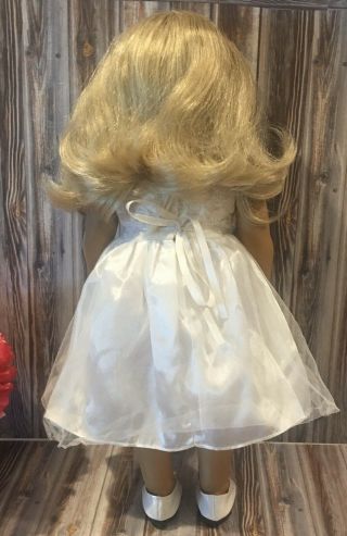 My American Girl Doll Caroline Blonde Hair Blue Eyes White Lace Dress And Shoes 3