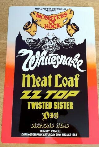 Whitesnake Zztop Dio Monsters Of Rock Castle Donington 1983 8x12 Inch Metal Sign