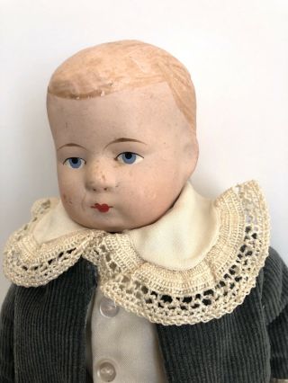 Antique German Early Composition Shoulder Head Boy Doll Marked Fb