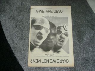 Devo Are We Not Men 1978 Full Page Press Advert Poster Size 37/26cm Punk