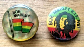 2 X Bob Marley Vintage Metal Promo Pin Badge Jamaican Reggae