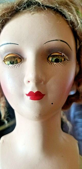 Antique - 30 " - French - Boudoir - Bed - Doll - Flapper - W - Heels - Real - Eyelashes - Moving Eyes
