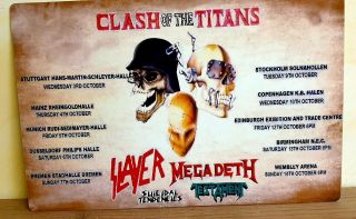 Clash Of The Titans Slayer Megadeth Testament Suicidal 1990 8x12 Inch Metal Sign