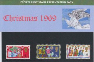 Gb 1969 Christmas Religious Themes Seasonal Private Presentation Pack Sg 812 814