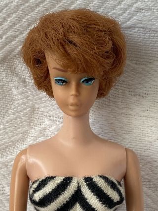 Vintage Mattel TITIAN Red Hair SIDE PART BUBBLE CUT Barbie DOLL & Zebra Swimsuit 2