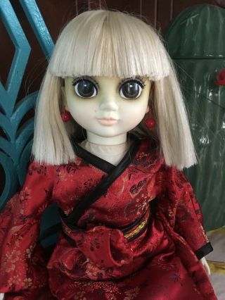 Rare Vintage 1983 Margaret Keane International Doll Chinese Big Eye Red Kimono
