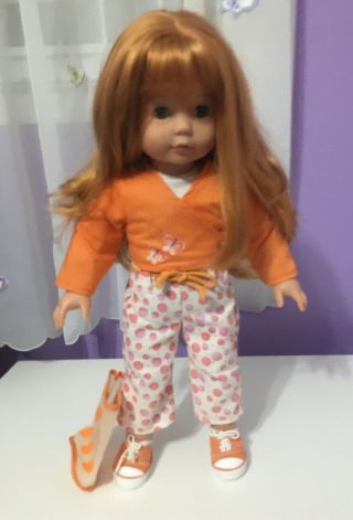 Gotz Puppe Doll - 18 " - Red Hair Green Eyes Orange Pink Outfit